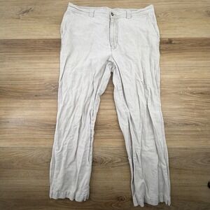 LL Bean Mens Linen Cotton Blend Pants 36x30 Cream Straight Leg 0 AVF2 Off White
